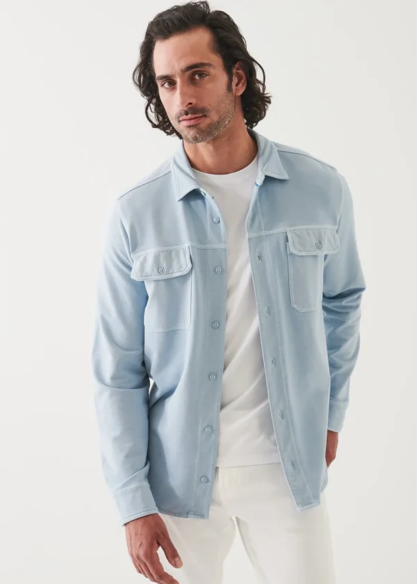 PATRICK ASSARAF Pima Cotton French Terry Overshirt | Men Shirt Jackets