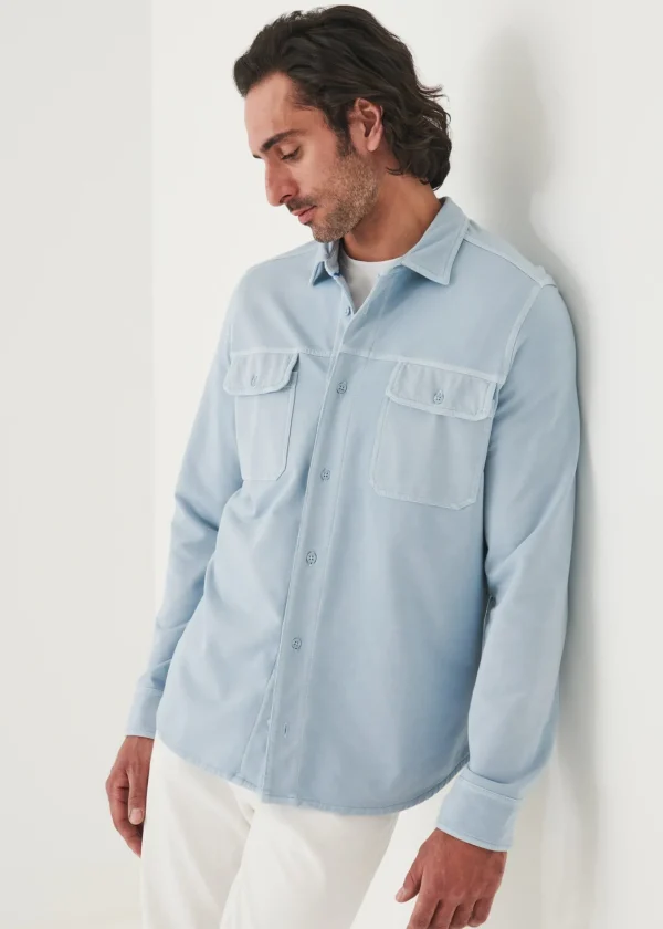 PATRICK ASSARAF Pima Cotton French Terry Overshirt | Men Shirt Jackets