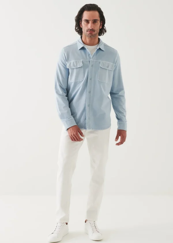 PATRICK ASSARAF Pima Cotton French Terry Overshirt | Men Shirt Jackets