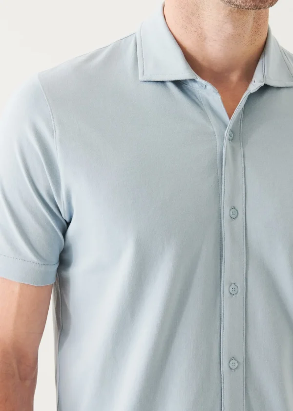 PATRICK ASSARAF Pima Cotton Stretch Button Front Shirt | Men Shirts