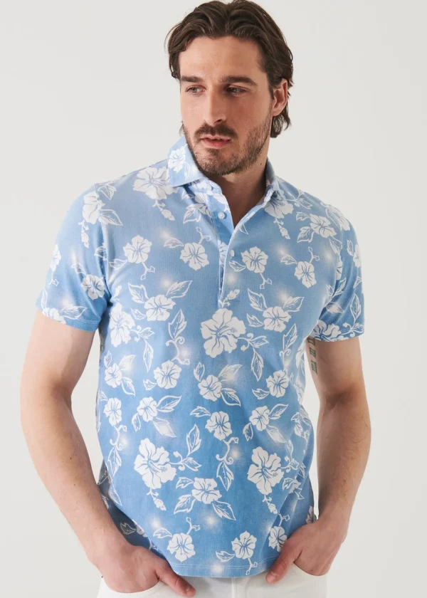 PATRICK ASSARAF Pima Cotton Stretch Printed Polo | Men Polos