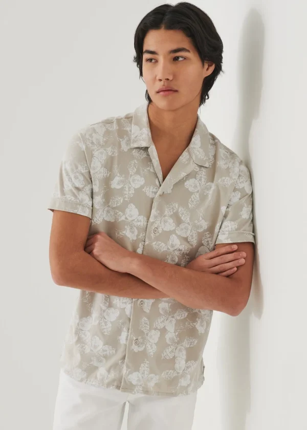 PATRICK ASSARAF Pima Cotton Stretch Printed Camp Shirt | Men Shirts