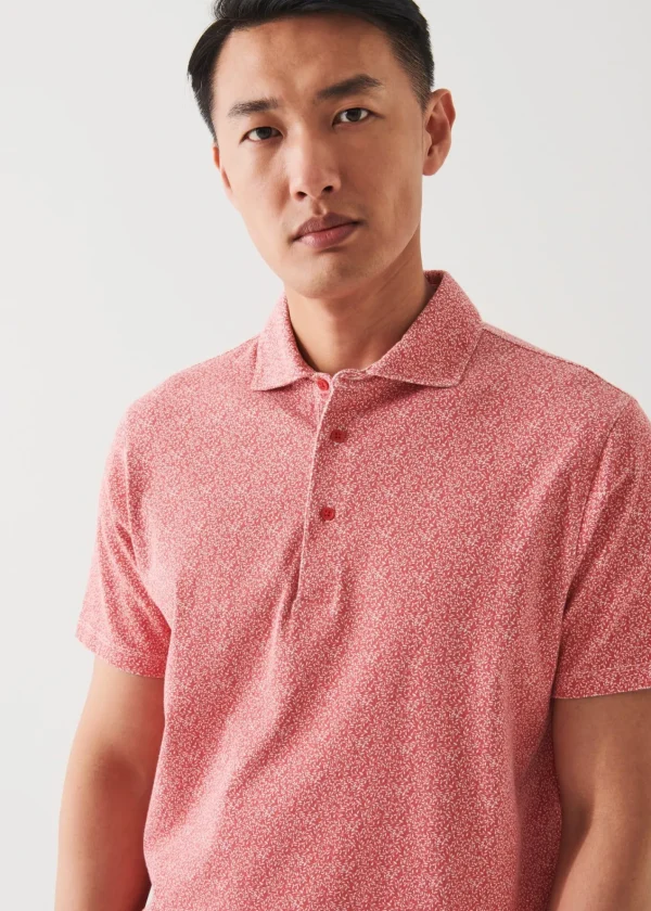 PATRICK ASSARAF Pima Cotton Stretch Printed Polo | Men Knitwear