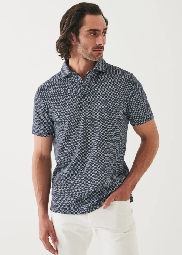 PATRICK ASSARAF Pima Cotton Stretch Printed Polo | Men Polos