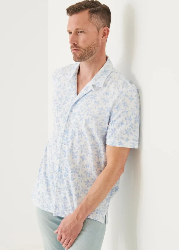 PATRICK ASSARAF Pima Cotton Stretch Printed Camp Shirt | Men Shirts