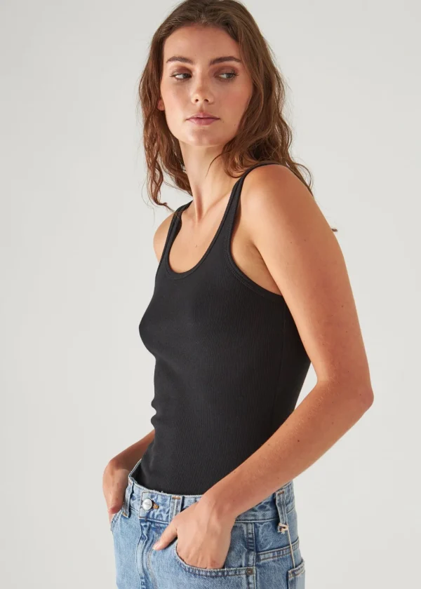PATRICK ASSARAF Pima Cotton Stretch Scoop Neck Rib Tank | Women T-Shirts