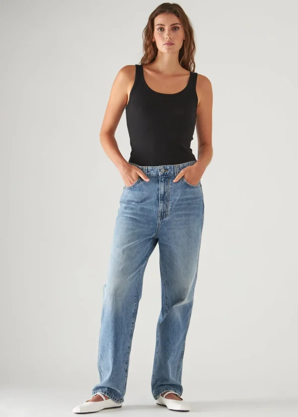 PATRICK ASSARAF Pima Cotton Stretch Scoop Neck Rib Tank | Women T-Shirts