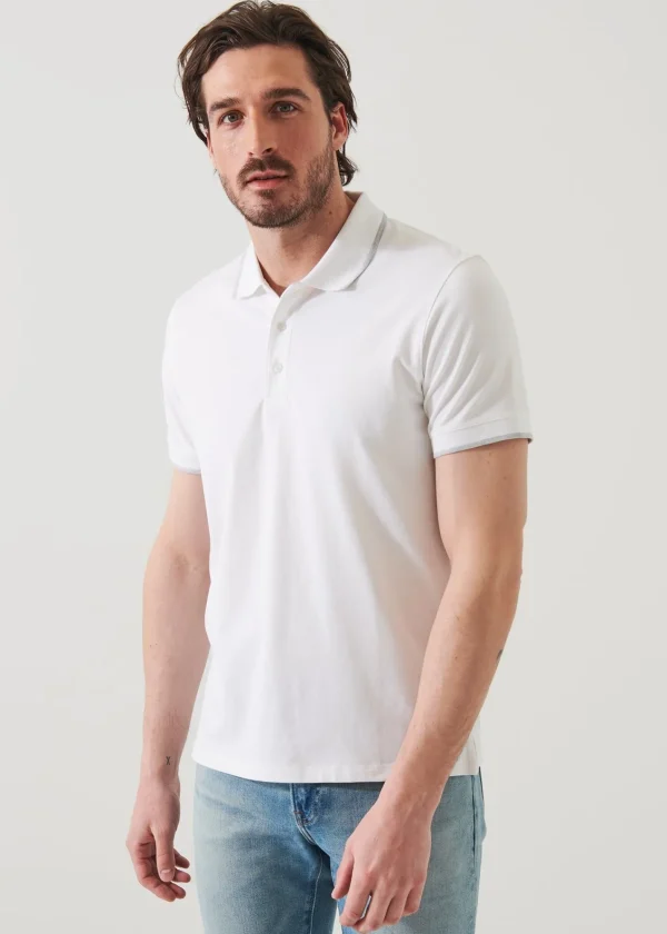 PATRICK ASSARAF Pima Cotton Stretch Tipped Polo | Men Polos