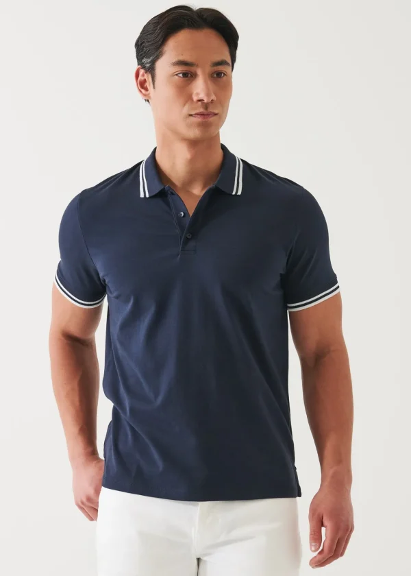 PATRICK ASSARAF Pima Cotton Stretch Tipped Polo | Men Polos