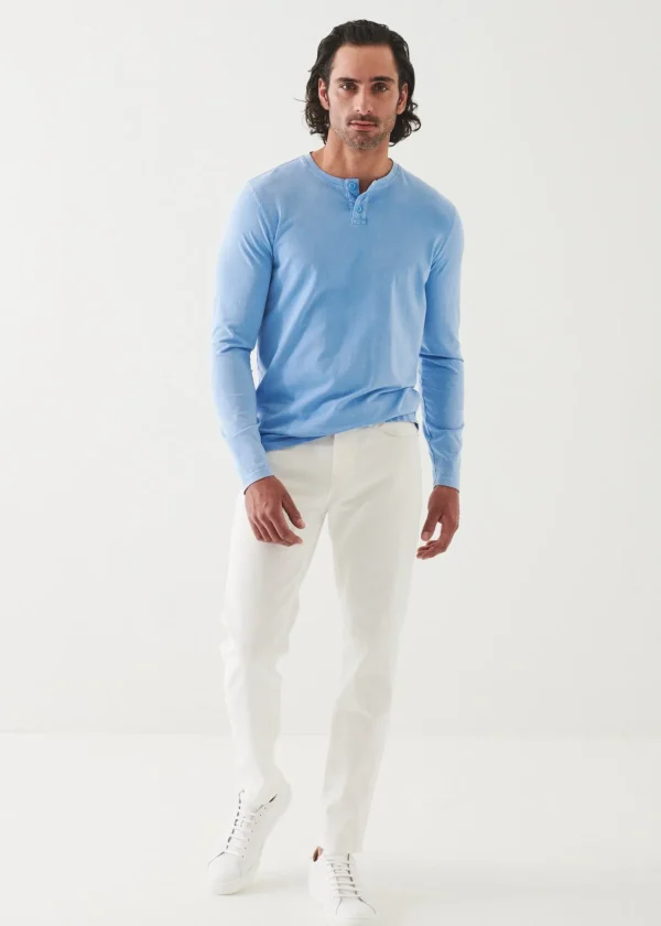 PATRICK ASSARAF Pima Cotton Stretch Vintage Wash Henley | Men T-Shirts