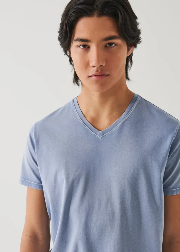 PATRICK ASSARAF Pima Cotton Stretch Vintage Wash V-Neck T-Shirt | Men T-Shirts