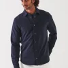 PATRICK ASSARAF Pima Stretch Fleece Snap-Front Overshirt | Men Outerwear