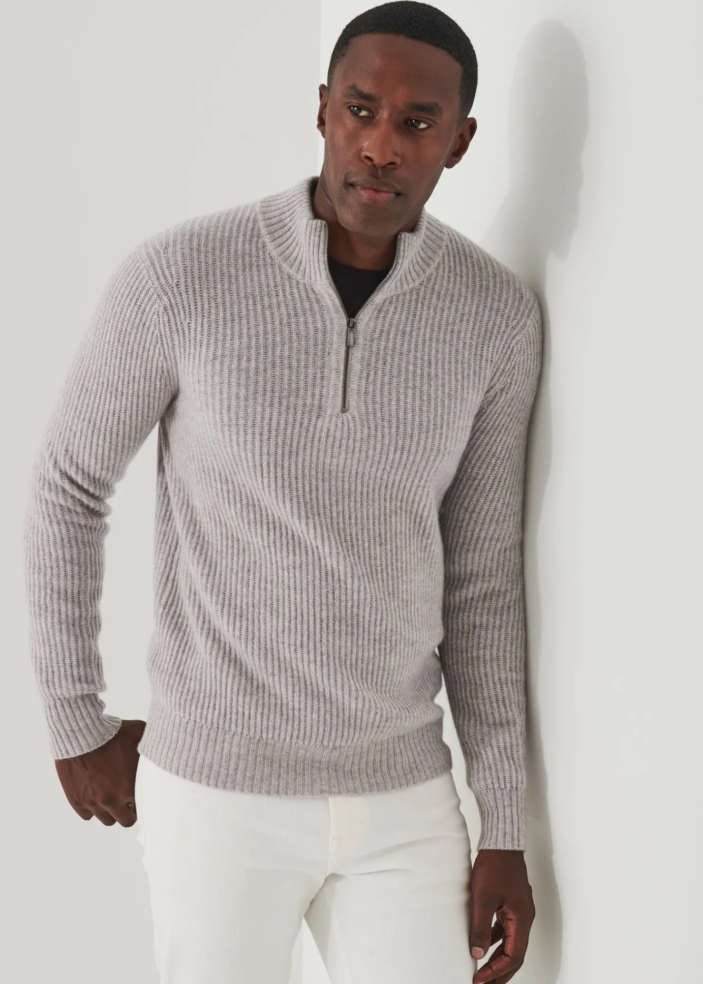 ribbed_cashmere_quarterzi_0.webp PATRICK ASSARAF Ribbed Cashmere Quarter-Zip | Men Knitwear