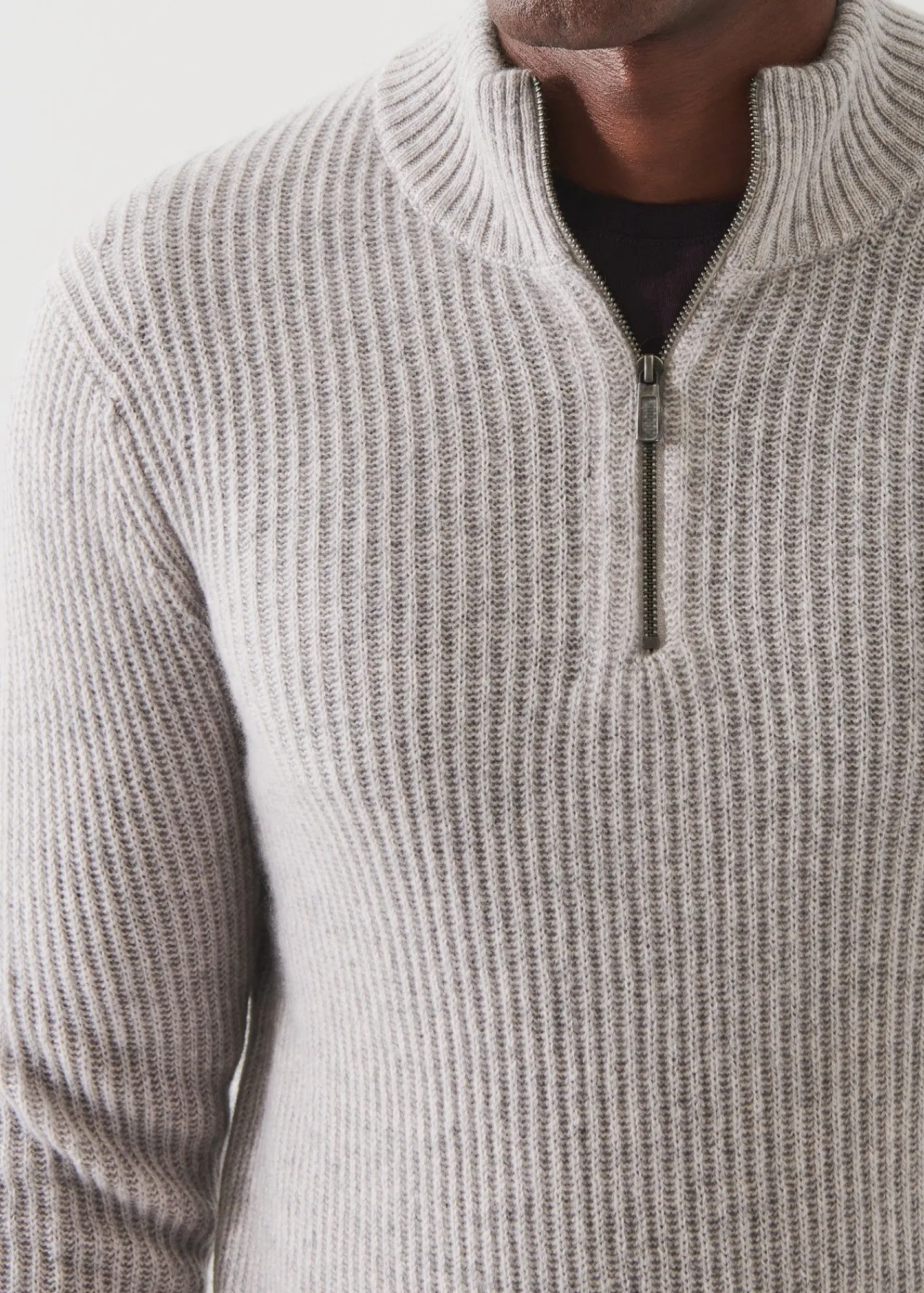 ribbed_cashmere_quarterzi_1.webp PATRICK ASSARAF Ribbed Cashmere Quarter-Zip | Men Knitwear