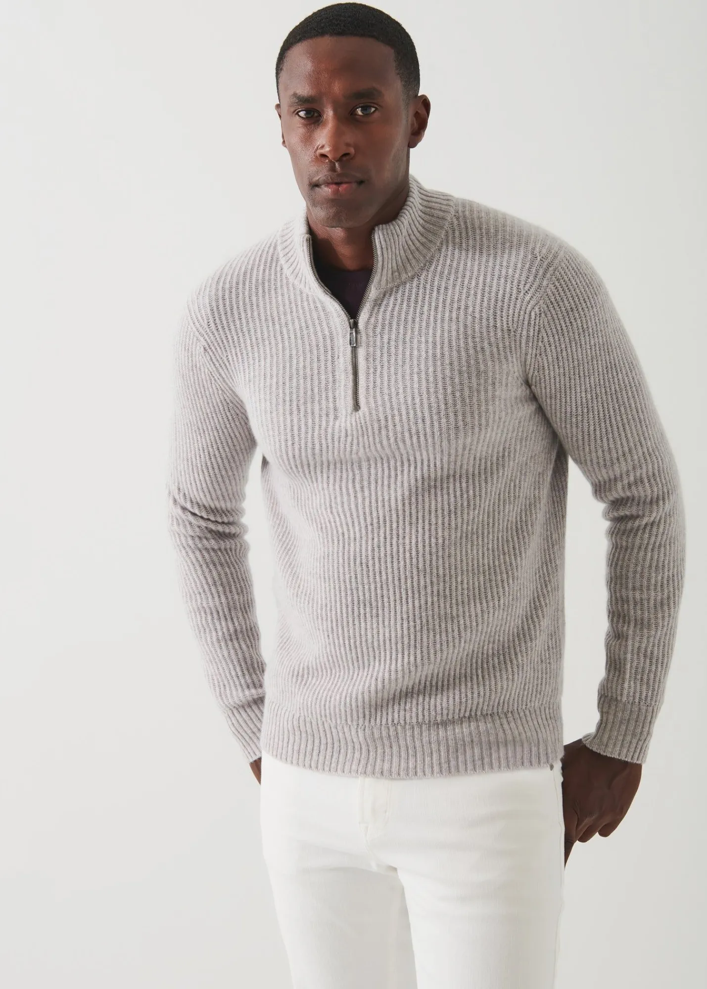 ribbed_cashmere_quarterzi_2.webp PATRICK ASSARAF Ribbed Cashmere Quarter-Zip | Men Knitwear