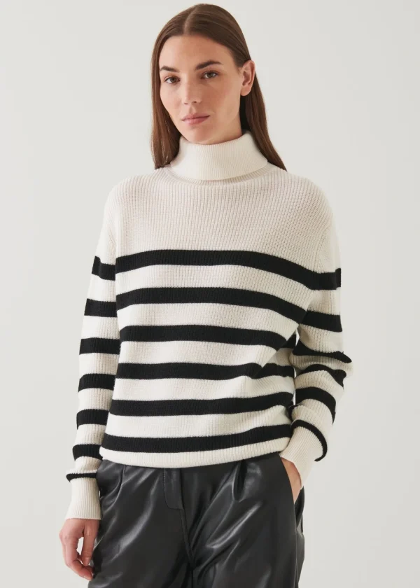 PATRICK ASSARAF Striped Boyfriend Turtleneck | Women Knitwear