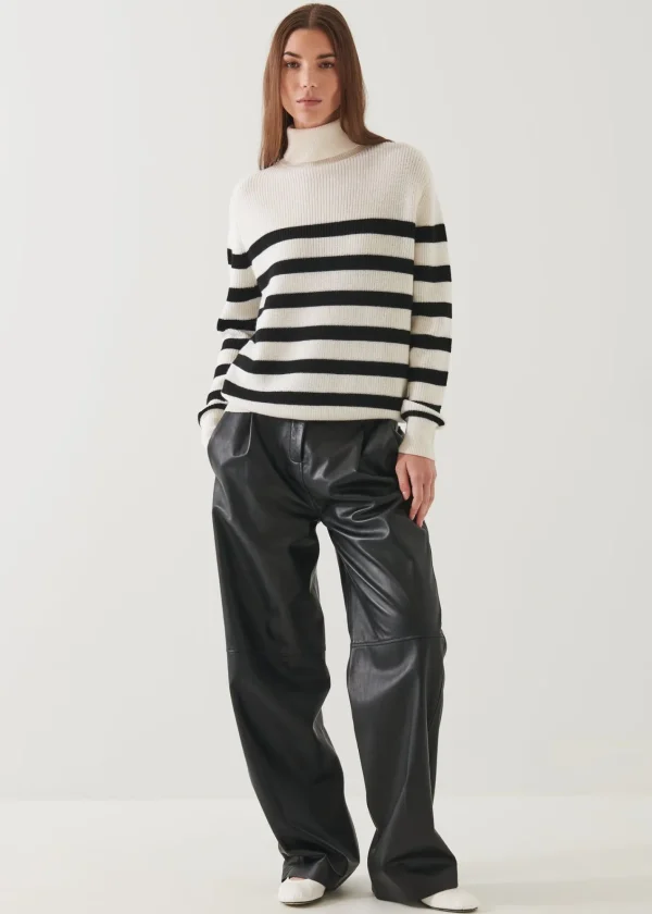 PATRICK ASSARAF Striped Boyfriend Turtleneck | Women Knitwear
