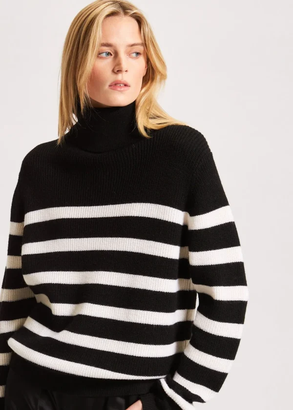 PATRICK ASSARAF Striped Boyfriend Turtleneck | Women Knitwear