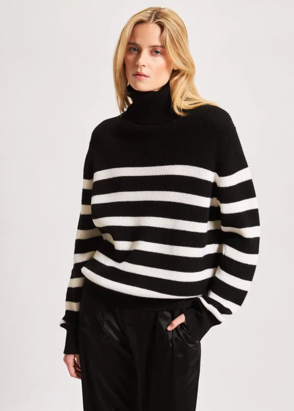 PATRICK ASSARAF Striped Boyfriend Turtleneck | Women Knitwear