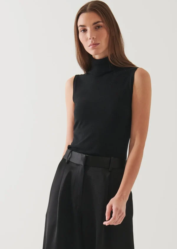 PATRICK ASSARAF Superfine Merino Sleeveless Turtleneck | Women Knitwear