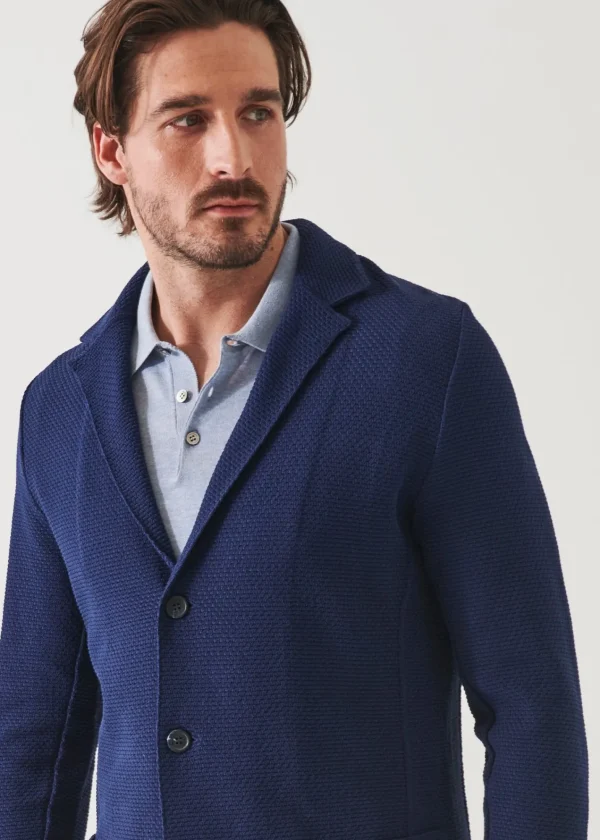 PATRICK ASSARAF Textured Stitch Cotton Blazer | Men Blazers