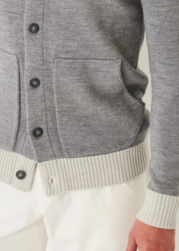 PATRICK ASSARAF Two-Tone Button Front Cardigan | Men Knitwear