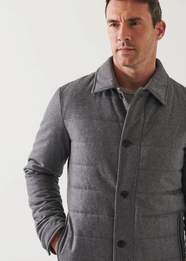 PATRICK ASSARAF Wool Blend Quilted Shirt Jacket | Men Shirt Jackets