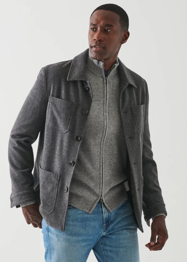 PATRICK ASSARAF Wool Patch Pocket Shirt Jacket | Men Shirt Jackets