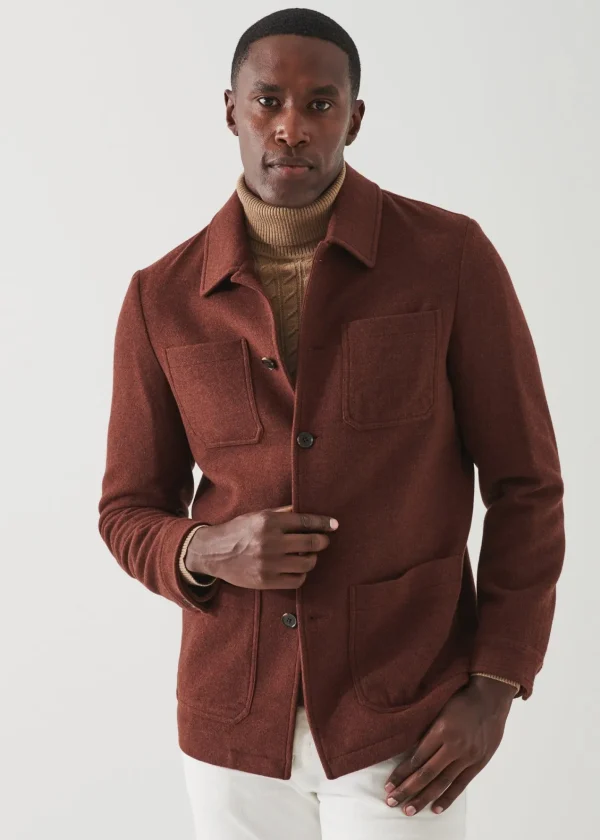 PATRICK ASSARAF Wool Patch Pocket Shirt Jacket | Men Shirt Jackets