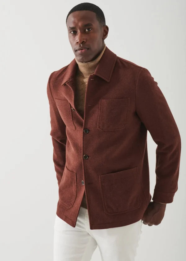 PATRICK ASSARAF Wool Patch Pocket Shirt Jacket | Men Shirt Jackets