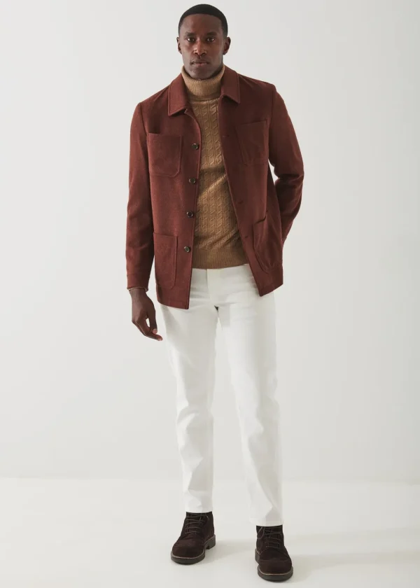 PATRICK ASSARAF Wool Patch Pocket Shirt Jacket | Men Shirt Jackets