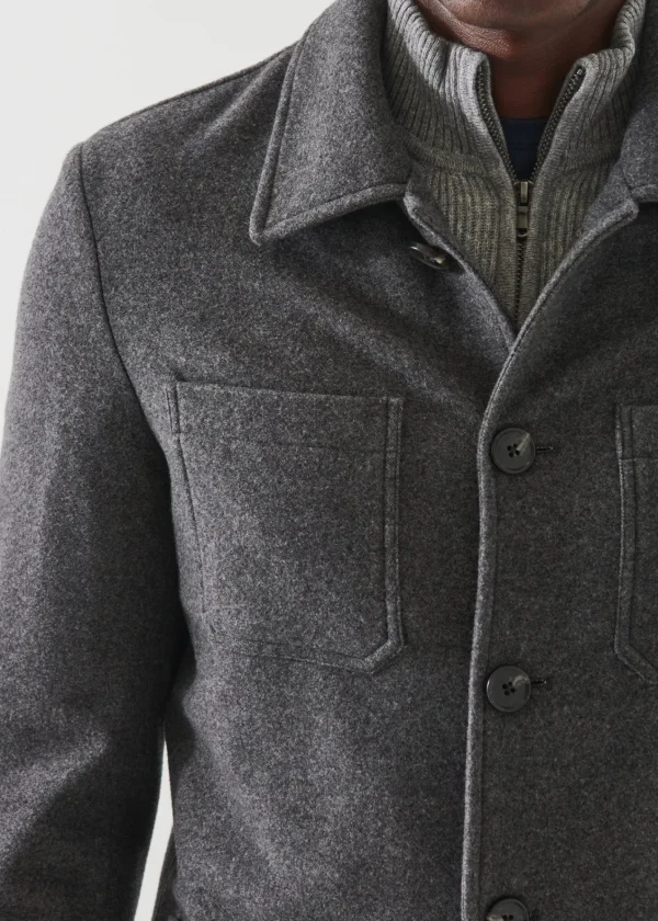 PATRICK ASSARAF Wool Patch Pocket Shirt Jacket | Men Shirt Jackets
